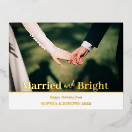 Minimalistisch Foil Foto Merry and Bright Newlywed Folien Feiertagspostkarte