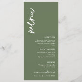 Minimalistisch Forest Green Wedding Menu Menükarte (Vorderseite)