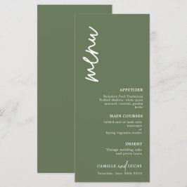 Minimalistisch Forest Green Wedding Menu Menükarte
