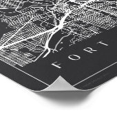 Minimalistisch Fort Worth Texas Map Art Poster (Ecke)