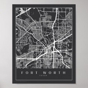 Minimalistisch Fort Worth Texas Map Art Poster