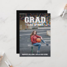Minimalistisch Foto Abschluss Varsity Party Card