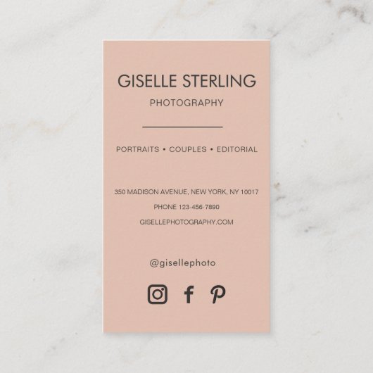 Minimalistisch Fotograf Foto Social Media Visitenkarte (Rückseite)