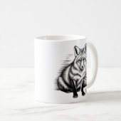 Minimalistisch Fox Line Art - Emotionale Schwarze  Kaffeetasse (VorderseiteRechts)