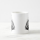 Minimalistisch Fox Line Art - Emotionale Schwarze  Kaffeetasse (Mittel)