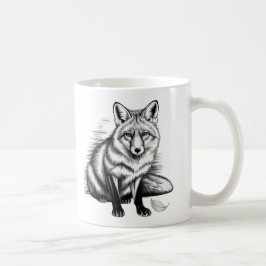 Minimalistisch Fox Line Art - Emotionale Schwarze  Kaffeetasse