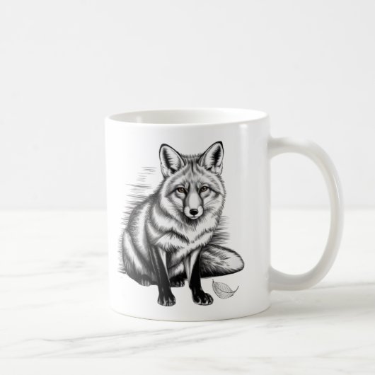 Minimalistisch Fox Line Art - Emotionale Schwarze  Kaffeetasse (Rechts)