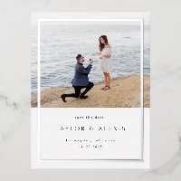 Minimalistisch Frame Foto Save the Date Silber