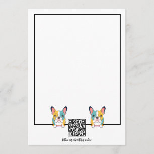 Minimalistisch – Französische Bulldogge & QR-Code Mitteilungskarte