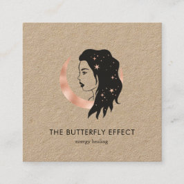 Minimalistisch Frau Mond Sterne  Visitenkarte