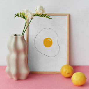 Minimalistisch Fried Egg Wall Art. Küche Funny Foo Poster