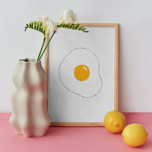 Minimalistisch Fried Egg Wall Art. Küche Funny Foo Poster