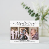 Minimalistisch frohe Weihnachten 3 Foto Urlaub bew Ankündigungspostkarte (Stehend Vorderseite)
