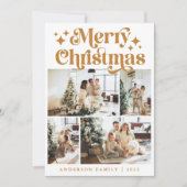 Minimalistisch Frohe Weihnachten 4 Foto Retro Gelb (Vorderseite)