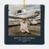 Minimalistisch Frohe Weihnachten Foto Keramikornament (Rückseite)