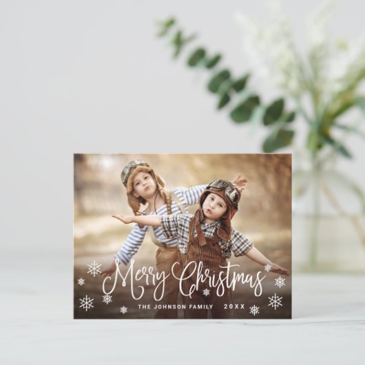 Minimalistisch frohe Weihnachten FOTO Weihnachten Postkarte (Stehend Vorderseite)