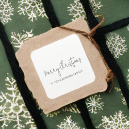 Minimalistisch Frohe Weihnachten Herz Schwarz-weiß Quadratischer Aufkleber