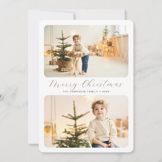 Minimalistisch frohe Weihnachten Moderne 2 Fotos (Vorderseite)