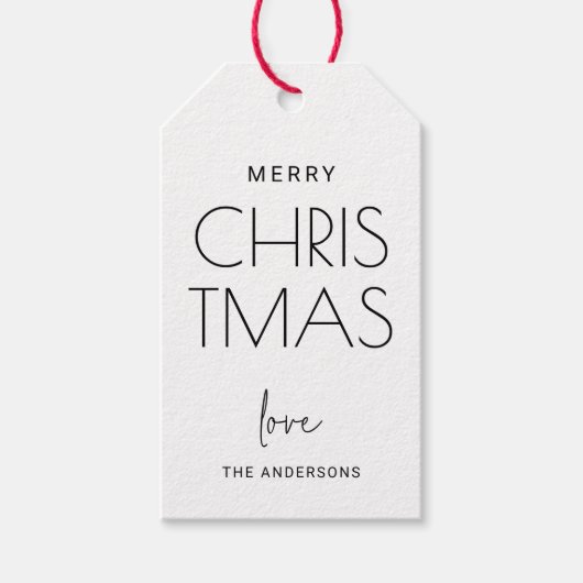 Minimalistisch frohe Weihnachten | Moderner Urlaub Geschenkanhänger (Vorderseite)