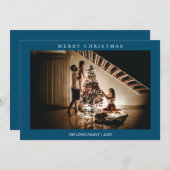 Minimalistisch Frohe Weihnachten Navy Blue Foto (Vorne/Hinten)
