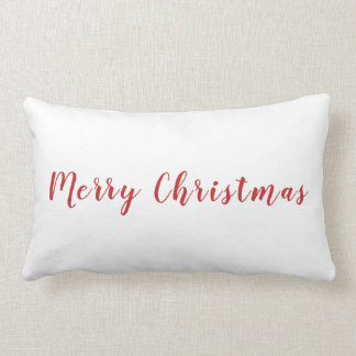 Minimalistisch frohe Weihnachten Roter Text weiß Lendenkissen