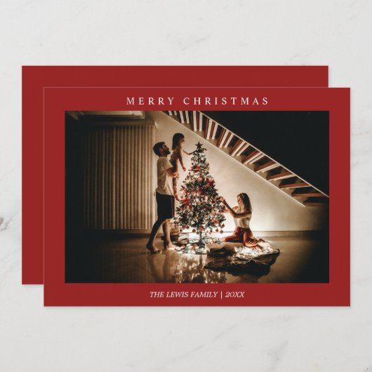 Minimalistisch Frohe Weihnachten Rotes Foto (Vorne/Hinten)