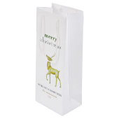 Minimalistisch Frohe Weihnachts-Goldrinder Geschenktüte Für Weinflaschen (Vorderseite Schrägansicht)