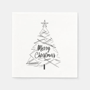 Minimalistisch frohe Weihnachtsbaum Napkins Serviette