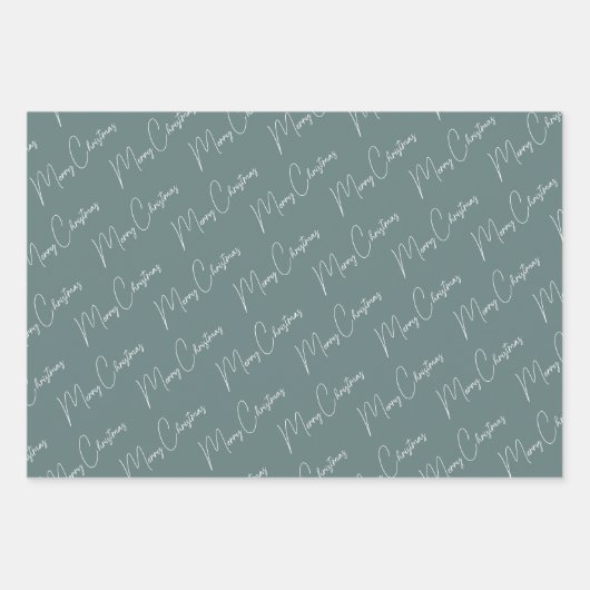 Minimalistisch Frohe Weihnachtsschrift Green Geschenkpapier Set (Vorderseite 2)