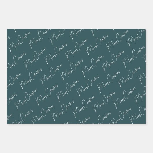 Minimalistisch Frohe Weihnachtsschrift Green Geschenkpapier Set (Vorderseite)