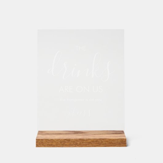 Minimalistisch Funny Wedding Open Bar Acrylschild (Vorderseite)