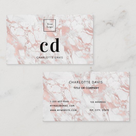 Minimalistisch für das Logo aus weißem Rosengold Visitenkarte (Vorne/Hinten)