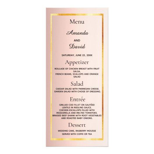 Minimalistisch für die Rose Wedelmenü Werbekarte (Vorne)