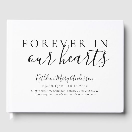 Minimalistisch für immer in unserem Hearts-Gedenkf Gästebuch (Vorderseite)