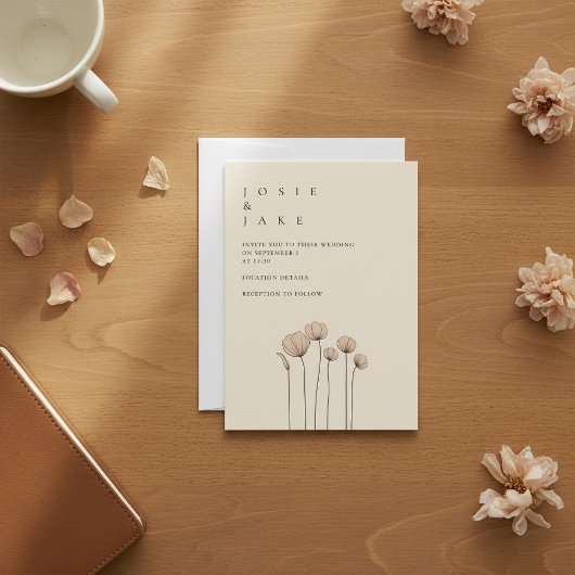 Minimalistisch Garden Blooms Hochzeit Einladung
