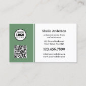 Minimalistisch Gartengrüne Leaf Visitenkarte (Rückseite)