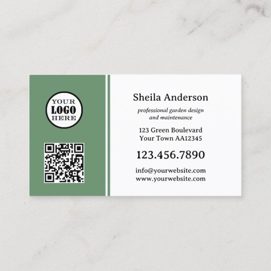 Minimalistisch Gartengrüne Leaf Visitenkarte (Rückseite)