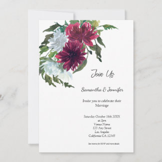 Minimalistisch Gay LGBGQ QR Code Floral Wedding In Einladung