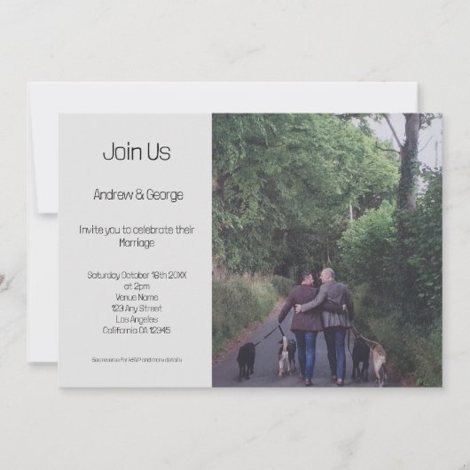 Minimalistisch Gay LGBGQ QR Code Gray Wedding Einladung (Vorderseite)