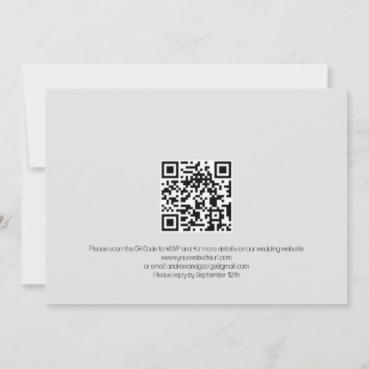 Minimalistisch Gay LGBGQ QR Code Gray Wedding Einladung (Rückseite)