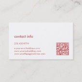 Minimalistisch gebrannte rote Linen weiße Typograf Visitenkarte (Rückseite)