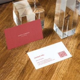 Minimalistisch gebrannte rote Linen weiße Typograf Visitenkarte