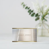 Minimalistisch gebürstetes Silber und Gold Visitenkarte (Stehend Vorderseite)