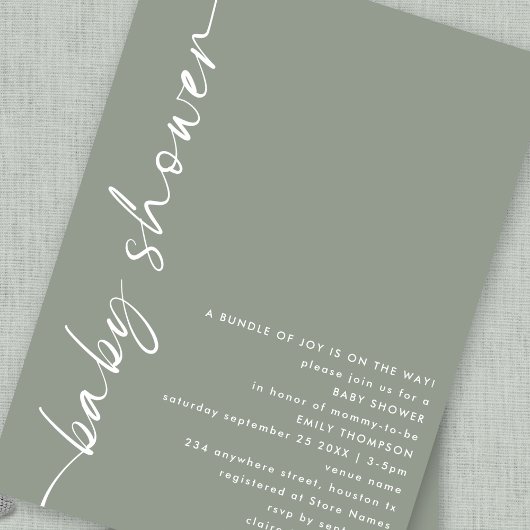 Minimalistisch gedrehte Kalligraphiebeutel Kinderd Einladung