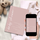 Minimalistisch gedrehter Text Dusty Rose Babydusch Einladung