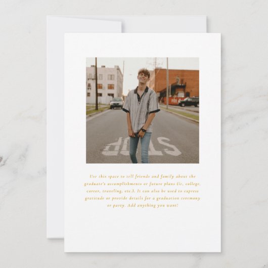 Minimalistisch Gelb 2025 Foto Abschluss Ankündigung (Rückseite)