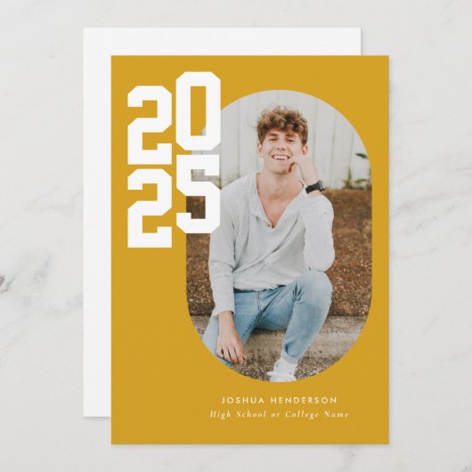 Minimalistisch Gelb 2025 Foto Abschluss Ankündigung (Vorne/Hinten)