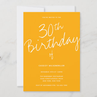Minimalistisch Gelb 30. Geburtstag Einladung