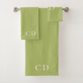 Minimalistisch gelb-grüne Monogramm-Initialen Badhandtuch Set (Insitu)