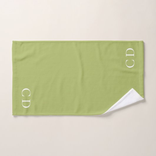 Minimalistisch gelb-grüne Monogramm-Initialen Badhandtuch Set (Handtuch)